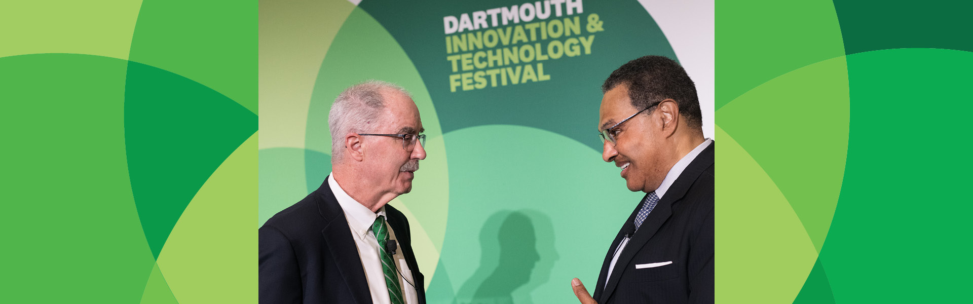 Freeman Hrabowski III (right) speaks with President Phil Hanlon (left)