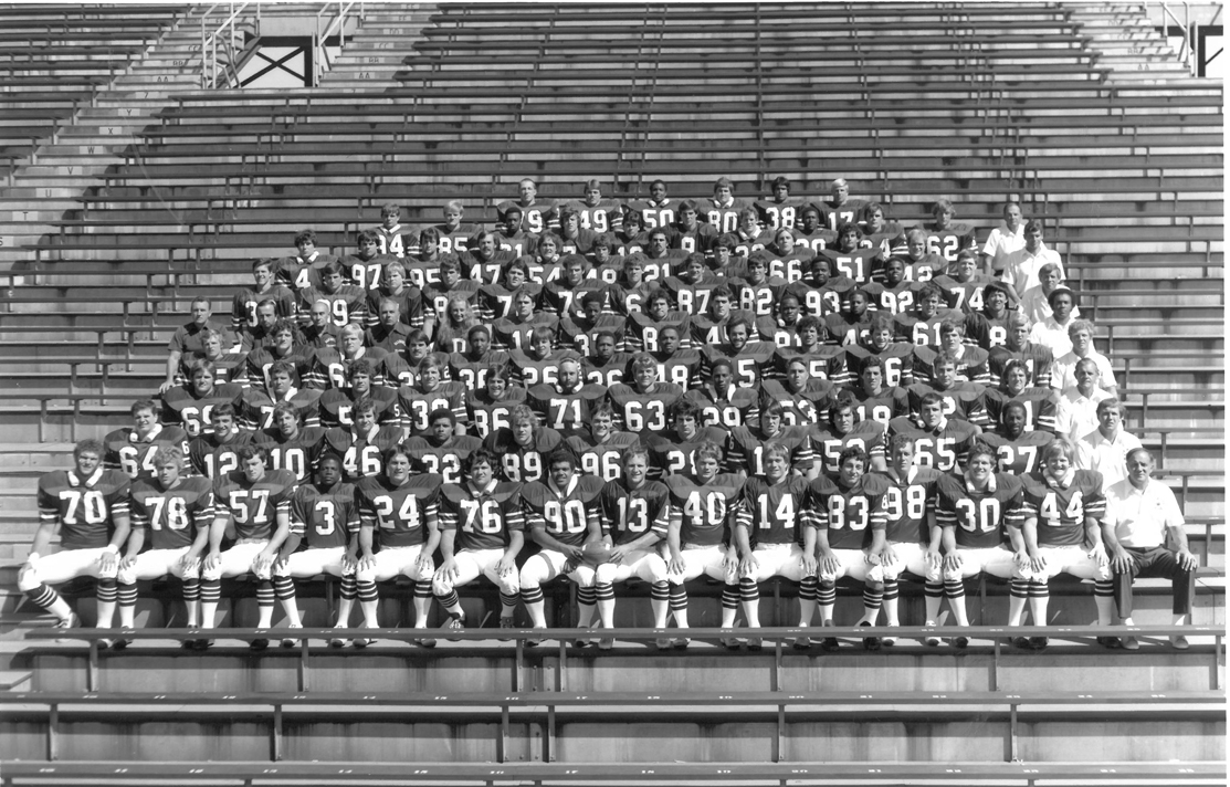 The 1980 Big Green football team: Bob Higgins is in the second row, fifth from the left (wearing number 32) 