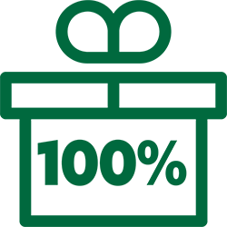 icon with gift with 100% written on it