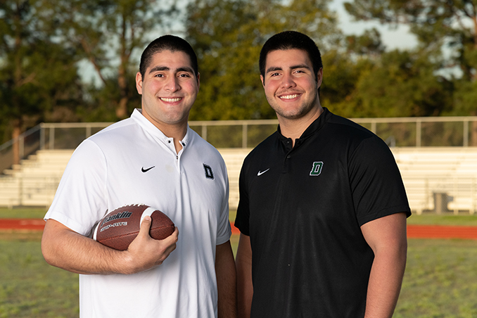 Flores brothers on a football field