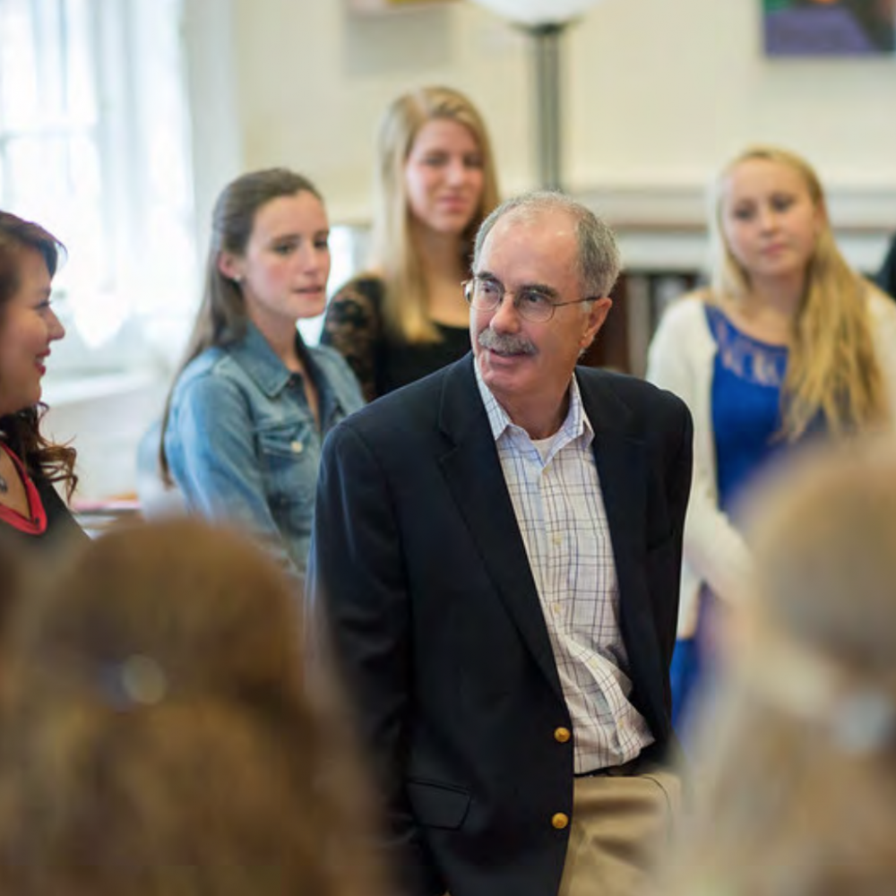 President Philip J. Hanlon '77 with students