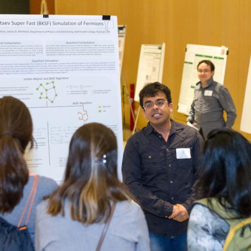 Student presenting research at Guarini event