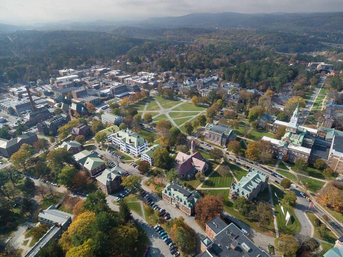 aerial picture of Dartmouth campus