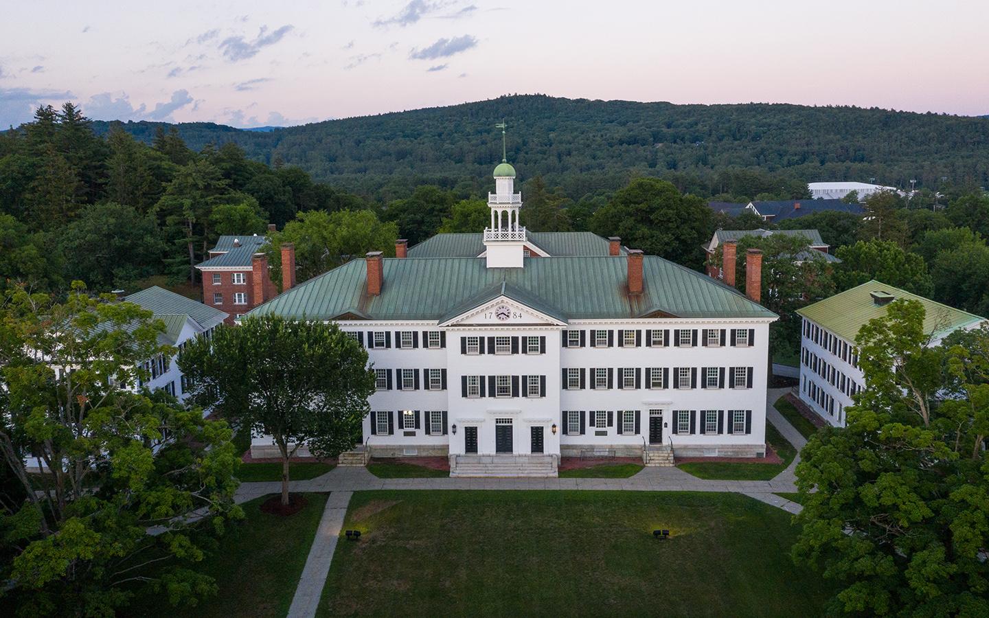 drone photo of Dartmouth Hall