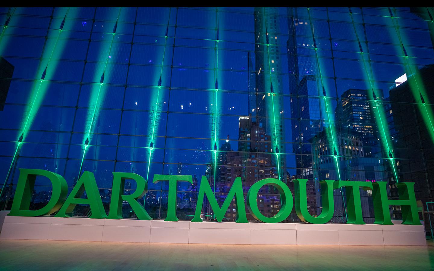 Dartmouth sign in front of NYC skyline