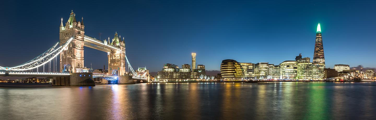 The London skyline at night