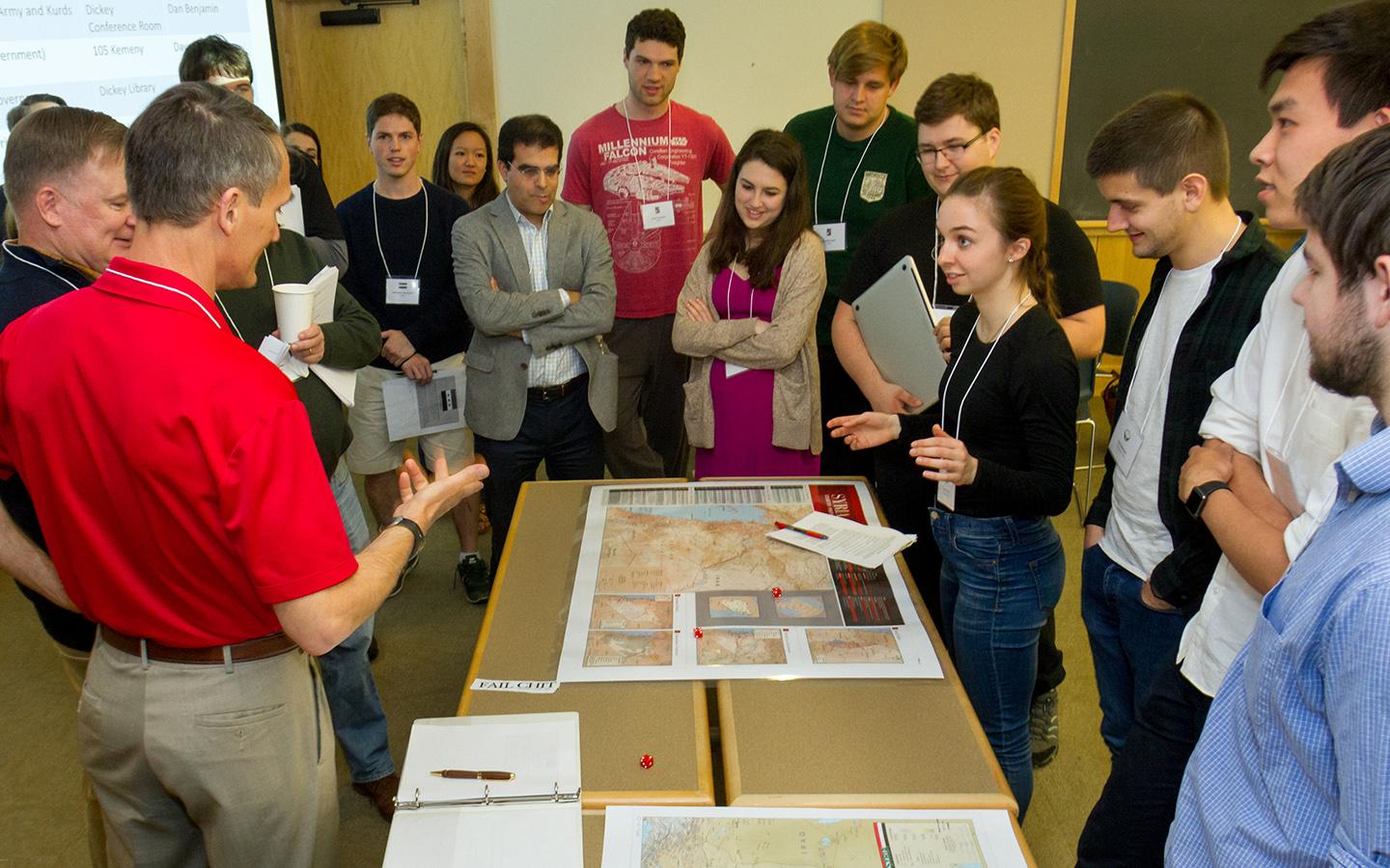 Students in a classroom during a Syria simulation