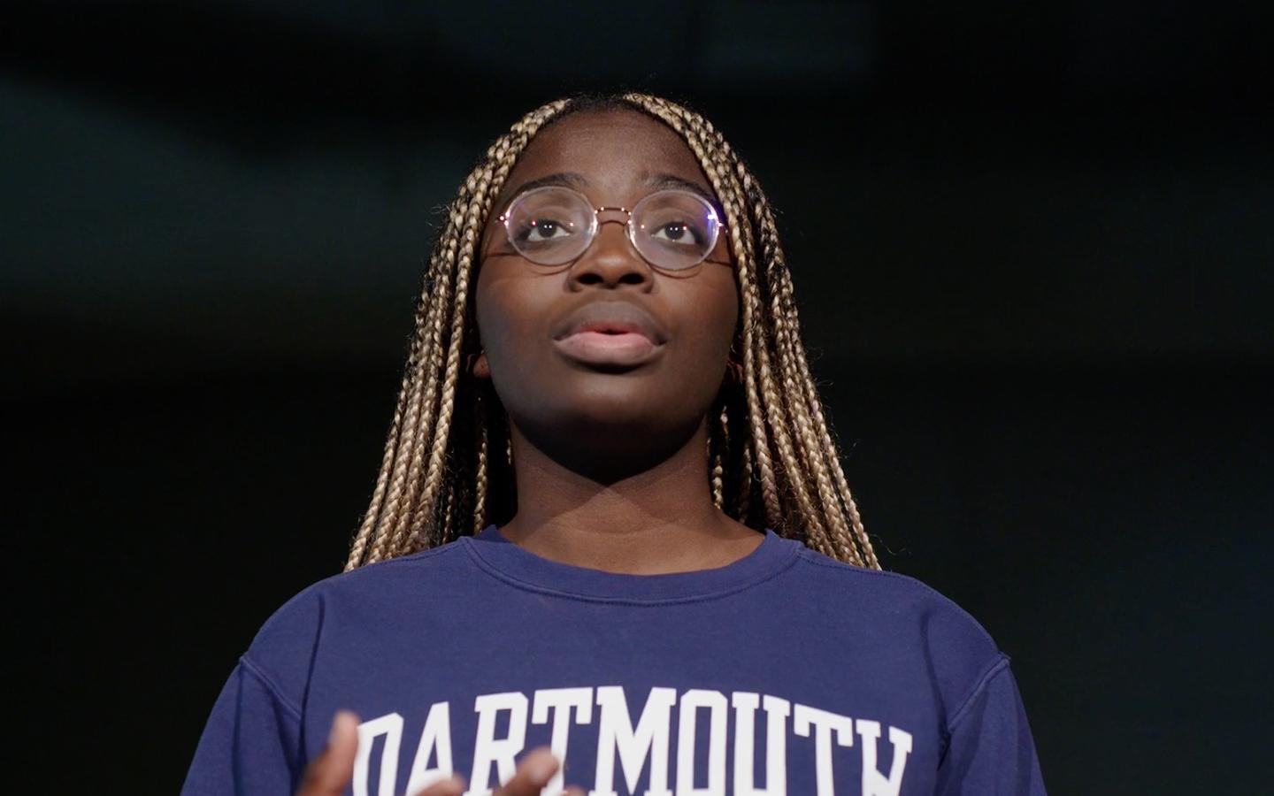 Awo Adu ’22, a senior film & studies major at Dartmouth