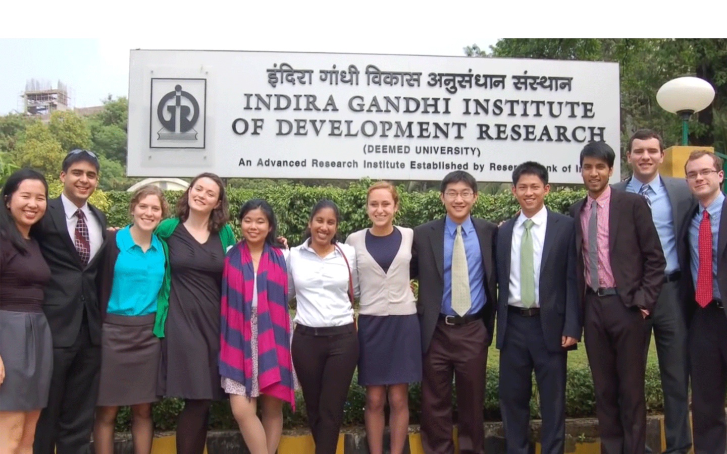 Dartmouth students in front of Indira Gandhi Institute of Development Research