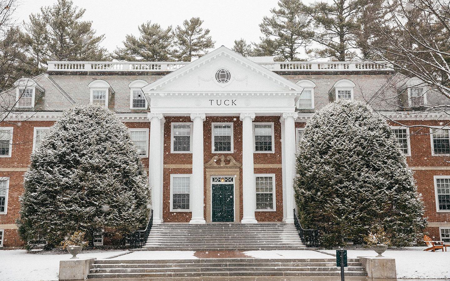 Tuck Hall in the snow