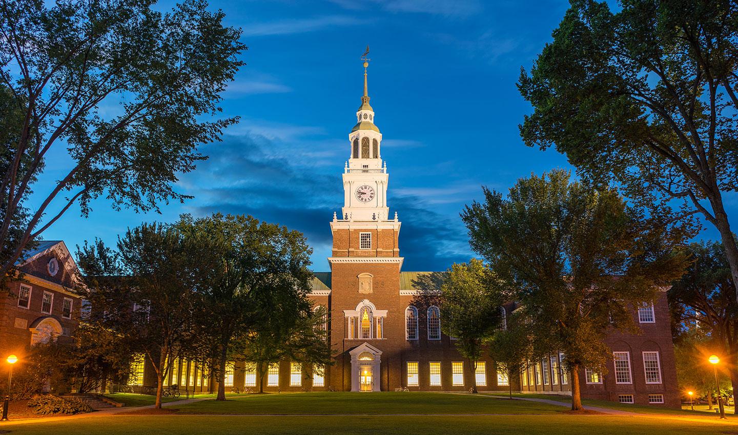 Baker Tower at night