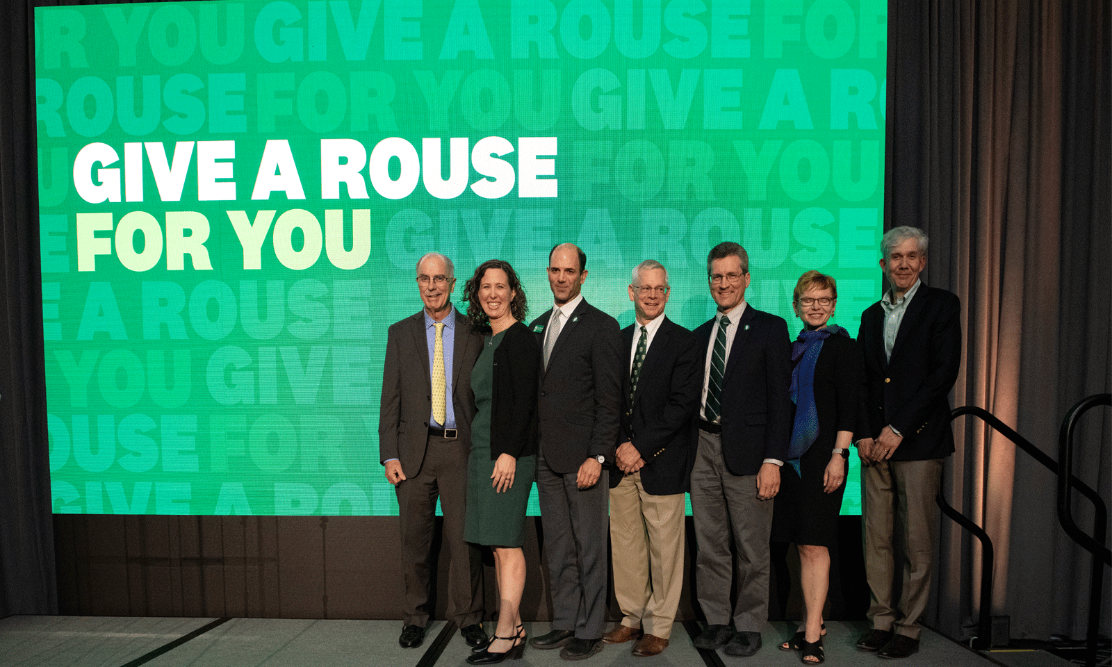 President Hanlon and other senior leaders onstage at the Give A Rouse Hanover event