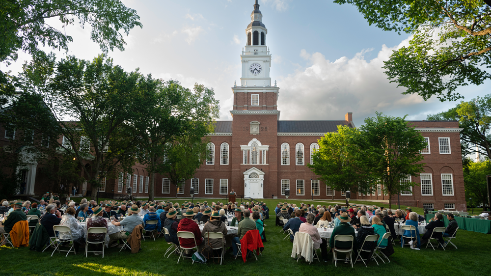 Class of ’73 dining outside Baker Tower