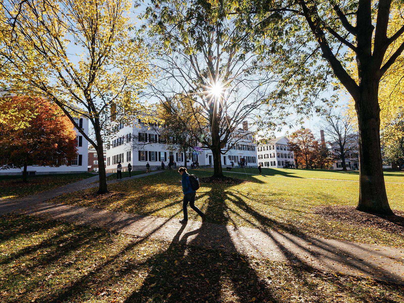 Student Walking on the Dartmouth Campus