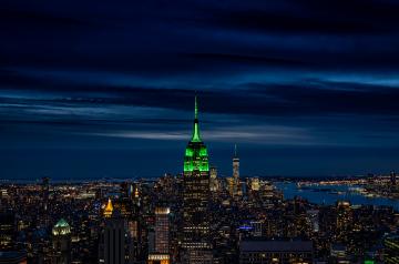 Empire state building lit green